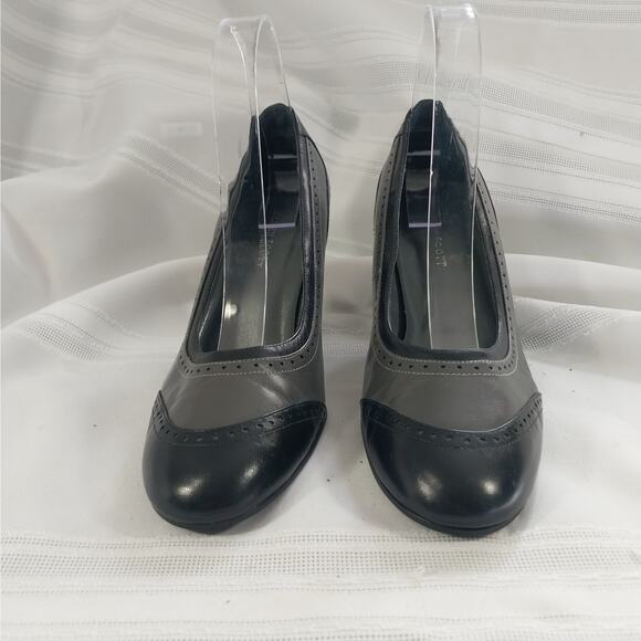 KAREN SCOTT! KENWOOD ALL GENUINE LEATHER BLACK, GRAY PERFORATED HEELS! SZ 7M - Picture 3 of 8